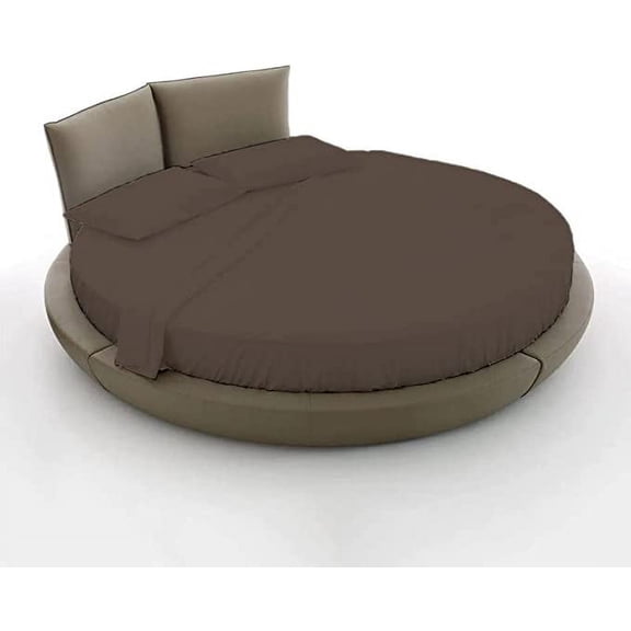 Cotton Sheet Round, 4 Piece Cotton Round Bedsheet 100% Egyptian Cotton, 18" Deep Pocket,84" Diameter, 400 TC, Round Sheet Set, Super Soft, Luxury and Easy Care -Taupe Solid, King Size