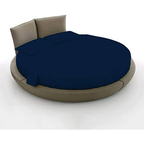Cotton Sheet Round, 4 Piece Cotton Round Bedsheet 100% Egyptian Cotton, 22" Deep Pocket,92" Diameter, 400 TC, Round Sheet Set, Super Soft, Luxury and Easy Care -Navy Blue Solid, King Size