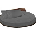thumbnail image 1 of Cotton Sheet Round, 4 Piece Cotton Round Bedsheet 100% Egyptian Cotton, 30" Deep Pocket,92" Diameter, 400 TC, Round Sheet Set, Super Soft, Luxury and Easy Care -Light Grey Stripe, King Size, 1 of 2