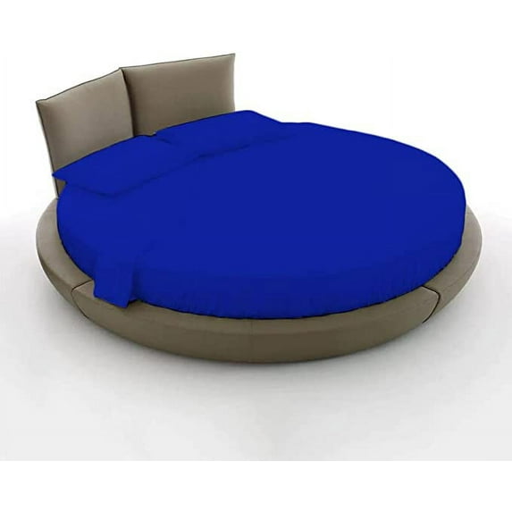 Cotton Sheet Round, 4 Piece Cotton Round Bedsheet 100% Egyptian Cotton, 12" Deep Pocket,96" Diameter, 400 TC, Round Sheet Set, Super Soft, Luxury and Easy Care -Royal Blue Solid, King Size