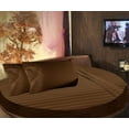 thumbnail image 1 of Cotton Sheet Round, 4 Piece Cotton Round Bedsheet 100% Egyptian Cotton, 22" Deep Pocket,92" Diameter, 400 TC, Round Sheet Set, Super Soft, Luxury and Easy Care -Chocolate Stripe, King Size, 1 of 2