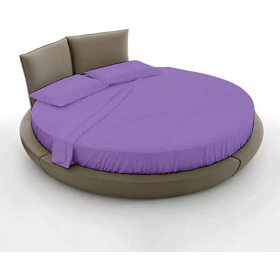 Cotton Sheet Round, 4 Piece Cotton Round Bedsheet 100% Egyptian Cotton, 30" Deep Pocket,84" Diameter, 400 TC, Round Sheet Set, Super Soft, Luxury and Easy Care -Lavender Solid, Queen Size.