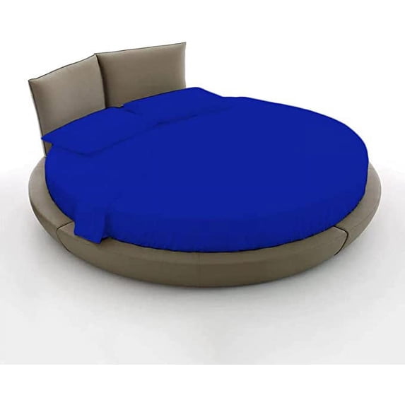 Cotton Sheet Round, 4 Piece Cotton Round Bedsheet 100% Egyptian Cotton, 30" Deep Pocket,96" Diameter, 400 TC, Round Sheet Set, Super Soft, Luxury and Easy Care -Royal Blue Solid, Queen Size.