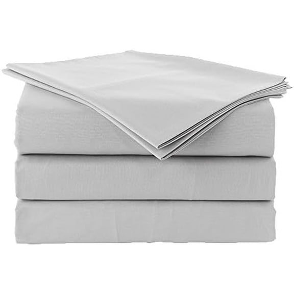 Cotton Sheets - 4-Piece Sheet Set for King Size 76"X80" Light Grey Solid 100% Egyptian Cotton 600 Thread Count (16" Drop) Bed Sheets$$Bedding