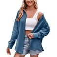 thumbnail image 1 of Cotton Shirt Jacket for Women Button Down Blouse Casual Lapel Collar Long Sleeve Outerwear Top with Chest Pocket (X-Large, Blue), 1 of 6