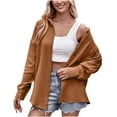thumbnail image 1 of Cotton Shirt Jacket for Women Button Down Blouse Casual Lapel Collar Long Sleeve Outerwear Top with Chest Pocket (XX-Large, Coffee), 1 of 6