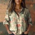 thumbnail image 1 of Cotton Shirt, Printed Fashionable, 7/4 Sleeves Button Up Casual Top, Yellow 2XL, Size S-XXXXXL, 1 of 1