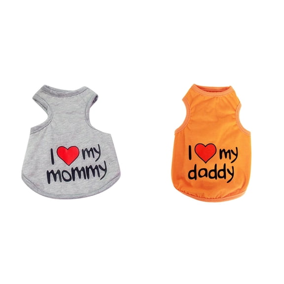 Cotton Shirts for Small Dogs  Sleeveless I Love My Daddy & DaddyS Girl Dog Clothes  Breathable Summer Pet Apparel Stretchy and Stylish Puppy T Shirts,B,L