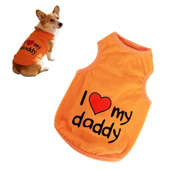 Cotton Shirts for Small Dogs – Sleeveless I Love My Daddy & Daddy’S Girl Dog Clothes – Breathable Summer Pet Apparel Stretchy and Stylish Puppy T Shirts,Orange,Xl