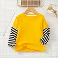 thumbnail image 1 of Cotton Shirts for Girls Long Sleeve Tops Size 2-11 Toddlers Kids Casual Stripe Printed Pullover Crewneck Fake-Two-Piece Basic T-Shirts, 1 of 3