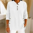 thumbnail image 1 of Cotton Shirts for Women Spring Lightweight Henley Tees Long Sleeve Button Up V-Neck Corduroy Tops with Buttons S-3XL, 1 of 8