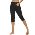 thumbnail image 1 of Cotton Short Pants for Women Summer Casual Sports Activewear Knee Length Shorts Drawstring Elastic Waist Capris (XL, Black), 1 of 7