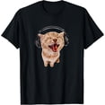 thumbnail image 1 of Cotton Short Sleeve Silly Cat With Headphones T-Shirt for Men Women, 1 of 8