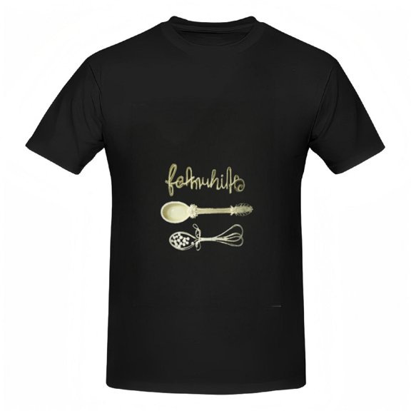 Cotton Short Sleeve T-Shirt for Women - Stylish Black Tee with Cursive ' fahmwhife ' and Light Utensil Graphic Design - Perfect for Cooking Enthusiasts