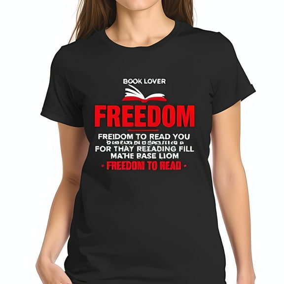 Cotton Short Sleeve T-Shirt for Book Lovers - Bold 'Freedom to Read' Typography with Playful Misspellings