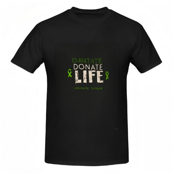 Cotton Short Sleeve T-Shirt for Women - " DONATE LIFE " Graphic Tee with Green Ribbons & " ORGAN DONOR " Message - Simple & Meaningful Design