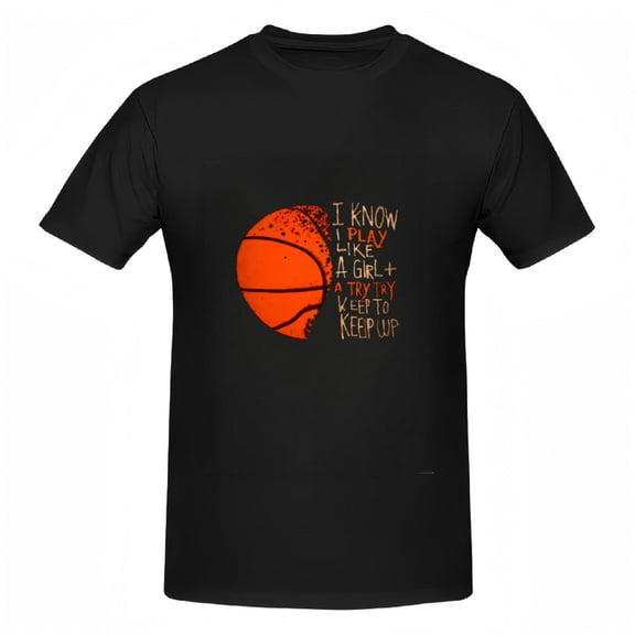 Cotton Short Sleeve T-Shirt for Women - Fun Basketball Graphic with Playful Text " I KNOW ILY LIKE A GIR   TOOK TO KEEP UP "