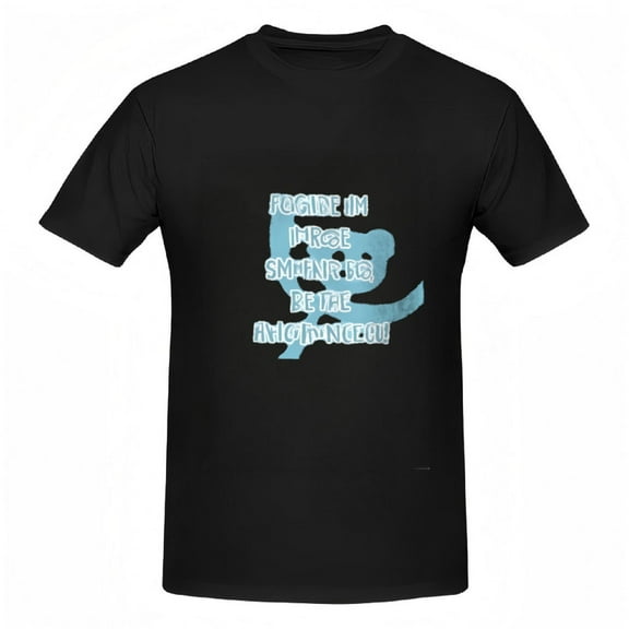 Cotton Short Sleeve T-Shirt for Women - Fun Black Tee with Light Blue Dancing Graphic & Playful ' FOGINE I ' M IN THE SNATKINS ' Text