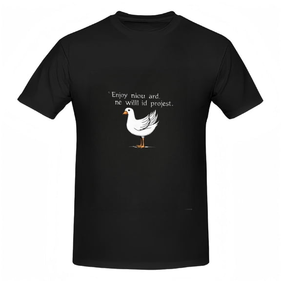Cotton Short Sleeve T-Shirt for Women - Fun Cartoon Duck Design with Playful Text " Enjoy niuu and re walt id protest "