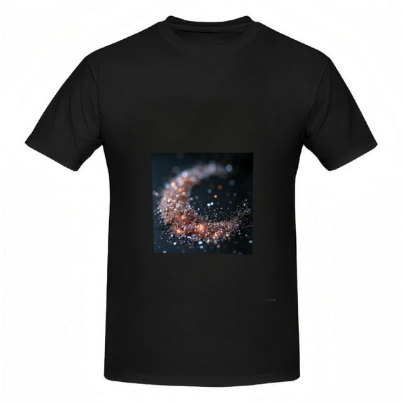 Cotton Short Sleeve T-Shirt for Women - Glowing Swirling Design in Orange & White on Dark Background - Stylish Tee Top