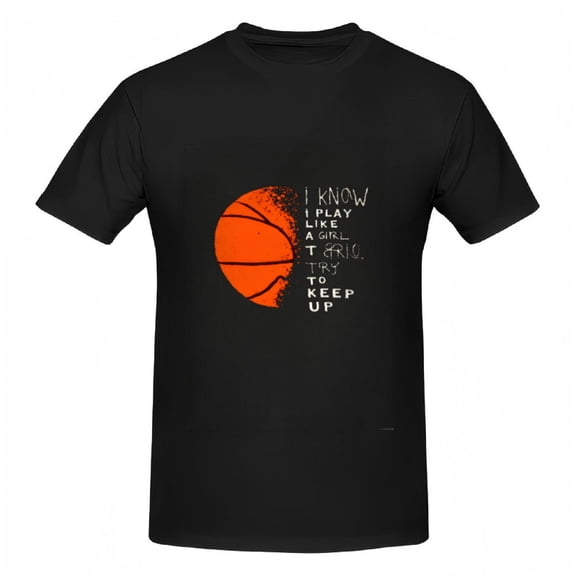 Cotton Short Sleeve T-Shirt for Women - Graphic Orange Basketball Design with Torn Effect & Motivational Text