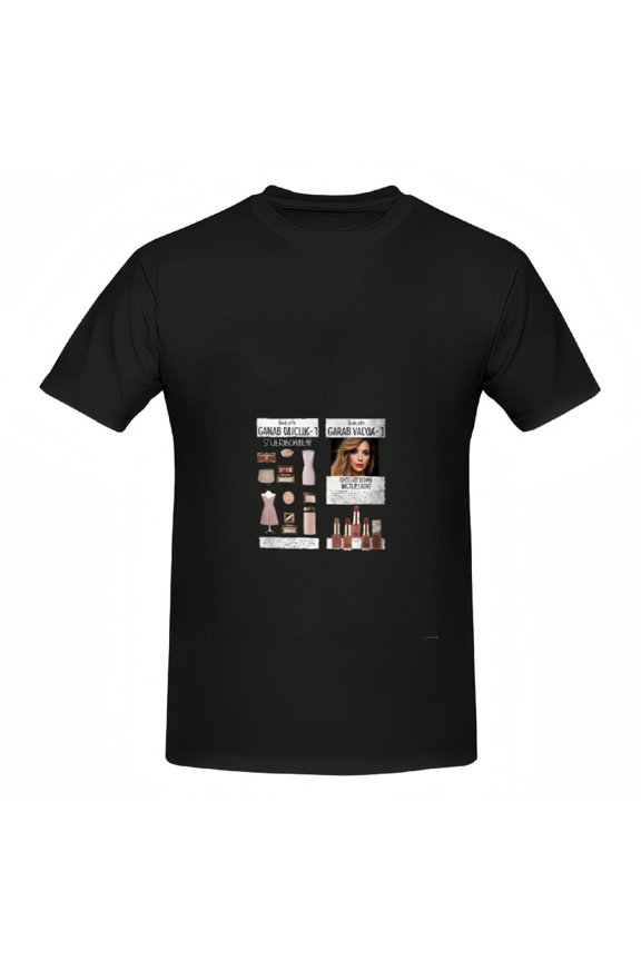 Cotton Short Sleeve T-Shirt for Women - Graphic Tee with Makeup Collage & Woman's Face - " Beauty is in the Eyes of the Beholder " Design