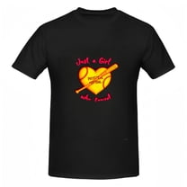 Cotton Short Sleeve T-Shirt for Women - Heart & Basketball Graphic with Baseball Bat " Just a Physical Softball " Design