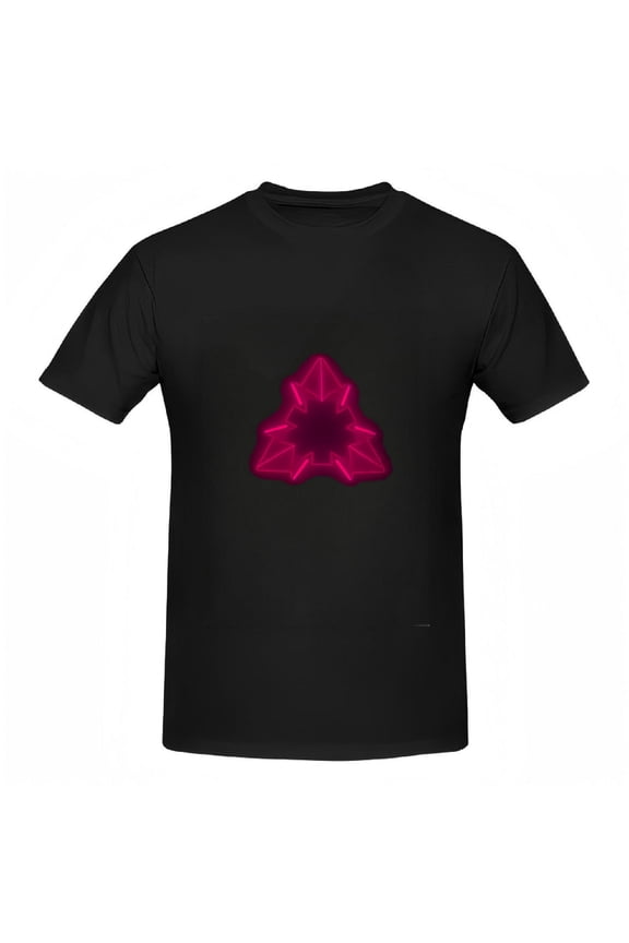 Cotton Short Sleeve T-Shirt for Women - Neon Pink Geometric Star Design Abstract Pattern Tee Top Stylish Round Neck