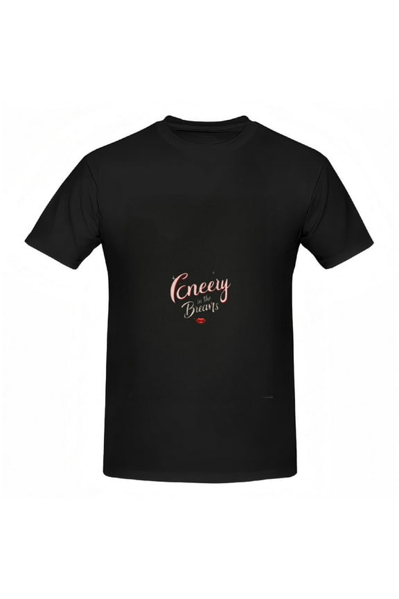 Cotton Short Sleeve T-Shirt for Women - Stylish ' Conery Brandy ' Cursive Design with Kiss Graphic - Casual Tee Top