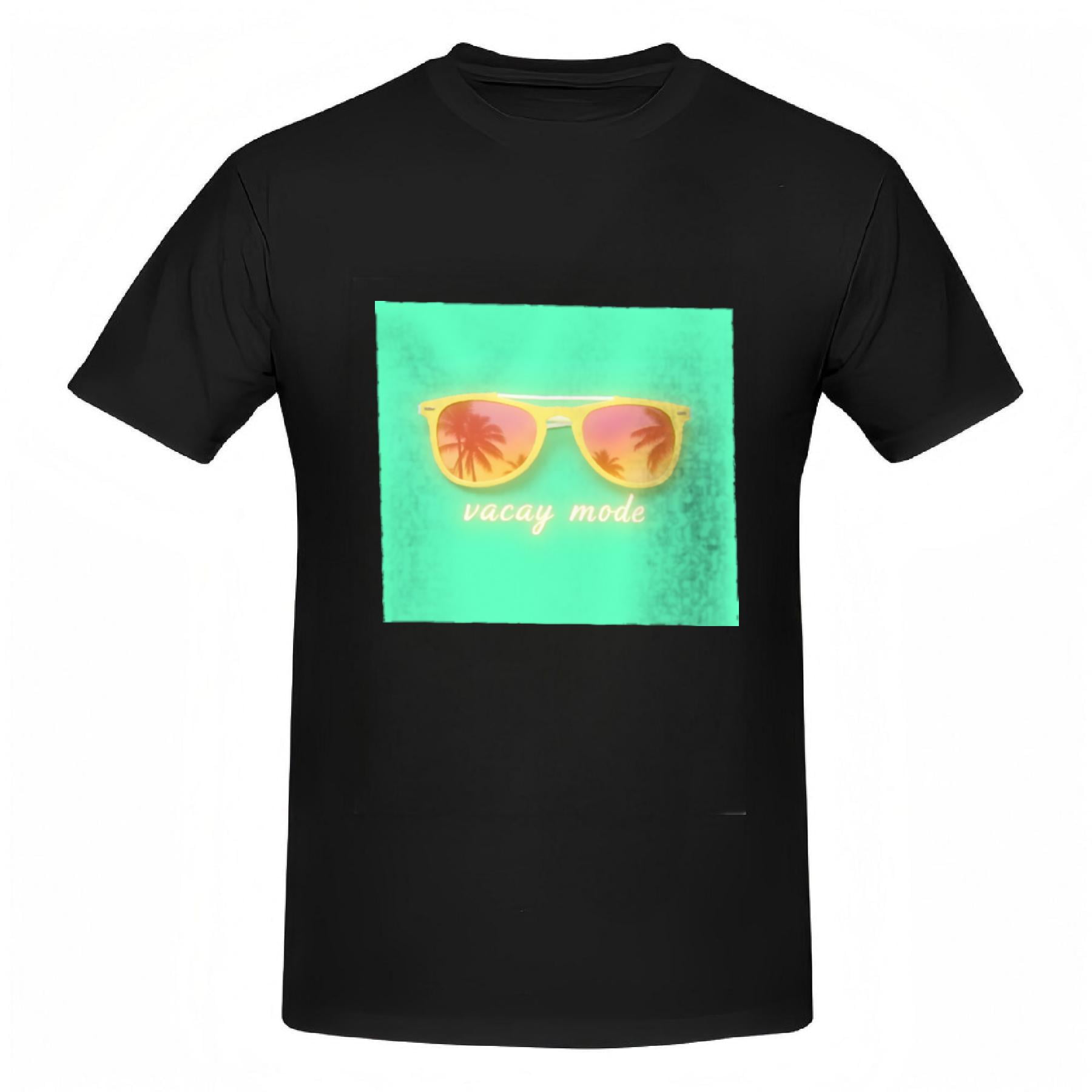 Square graphic cotton shirt with short sleeves for summer