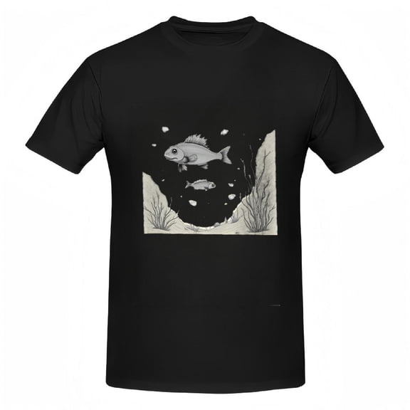 Cotton Short Sleeve T-Shirt for Women - Underwater Scene with Fish Seaweed & Starry Sky Design - Unique Graphic Tee Top