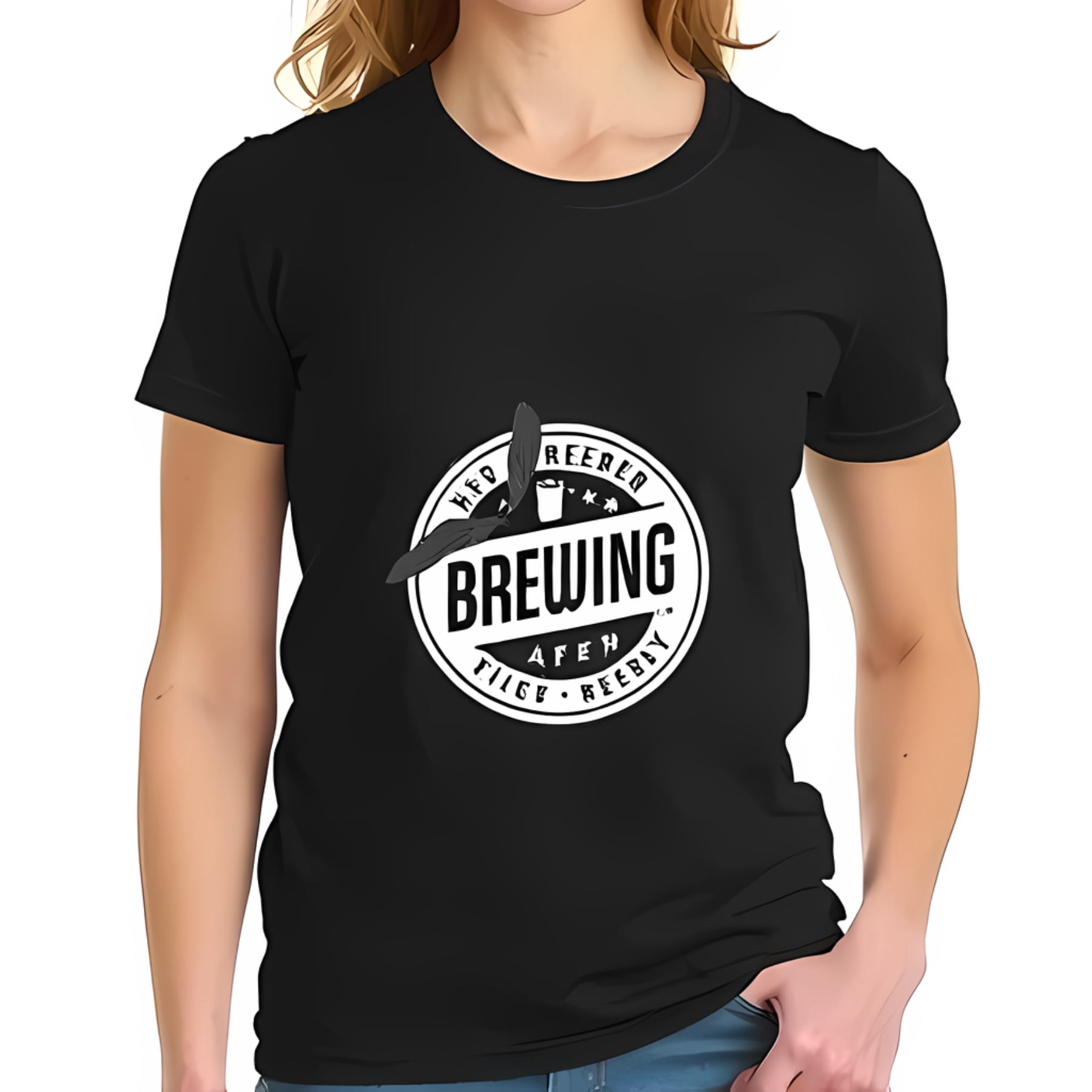 Cotton Short Sleeve T-Shirt with Bold Circular Brewery Design ...