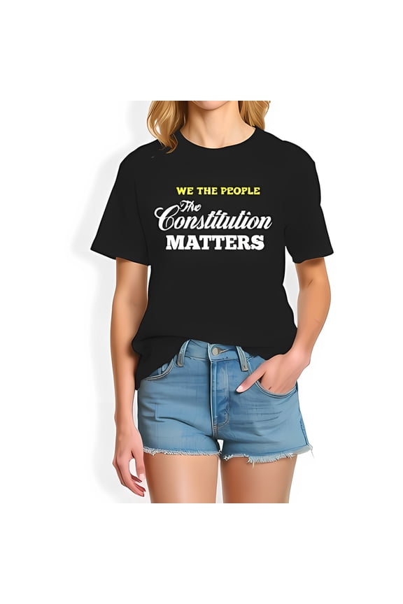 Cotton Short Sleeve T-Shirt with Bold Graphic " WE THE PEOPLE The Constitution MATTERS " Design