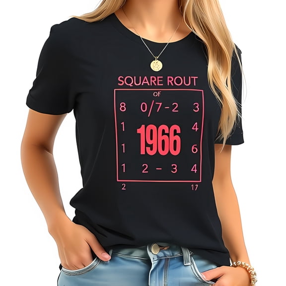Cotton Short Sleeve T-Shirt with Bold Red Graphic Design 'SQUARE OF 1966' - Casual Style for Everyday Wear