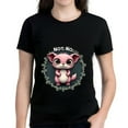thumbnail image 1 of Cotton Short Sleeve T-Shirt with Cartoon Pink Creature & Green Dot Circular Pattern - " NOT - NO " Design, 1 of 5