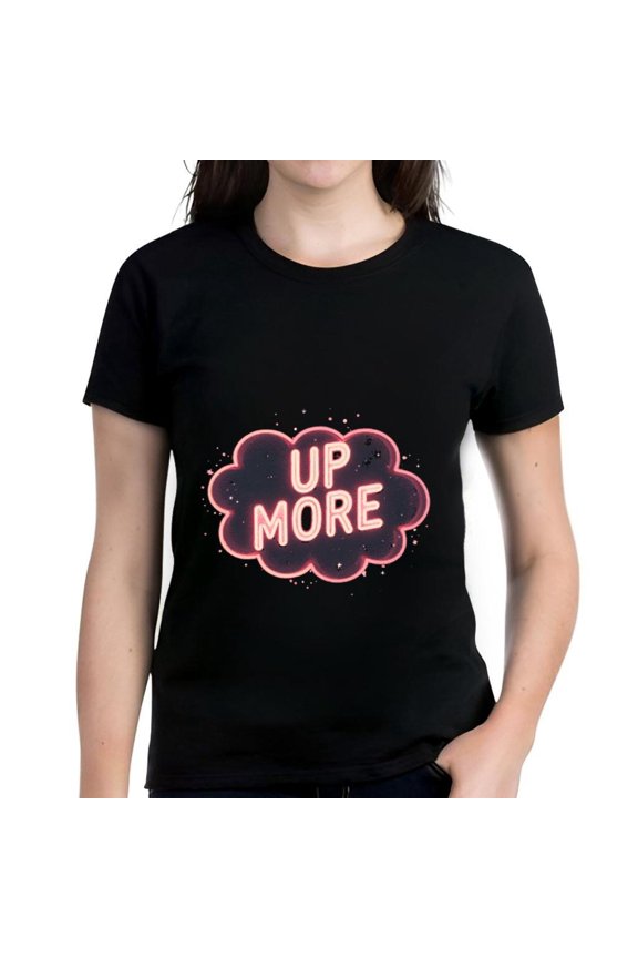 Cotton Short Sleeve T-Shirt with Cloud Design - " UP MORE " Graphic Tee for Casual Style