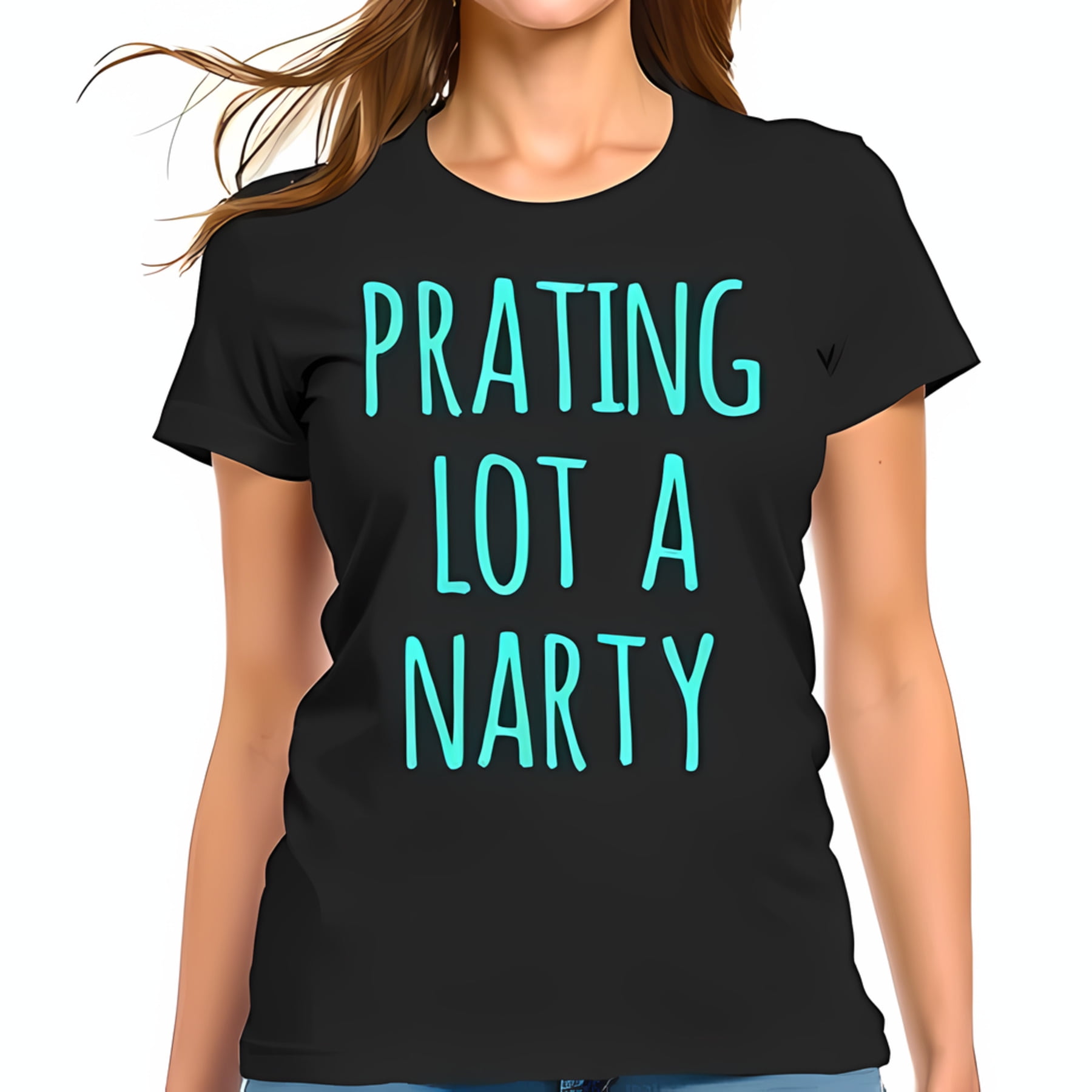 Cotton Short Sleeve T-Shirt with Playful Light Teal Graphic