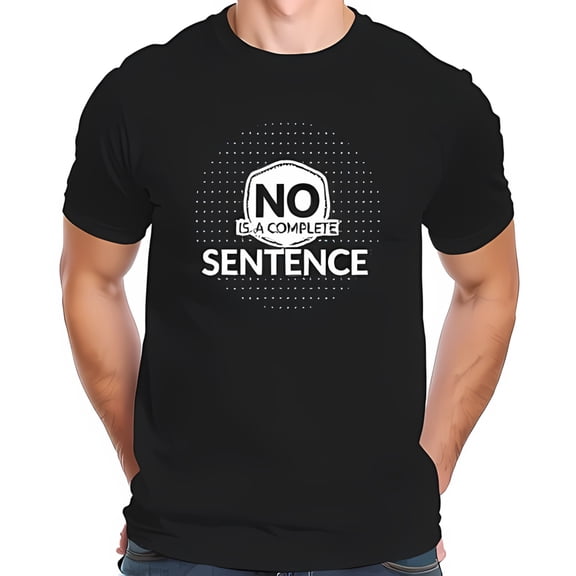 Cotton Short Sleeve T-Shirt with Playful 'NO IS A COMPLETE SENTENCE' Design and Dotted Pattern