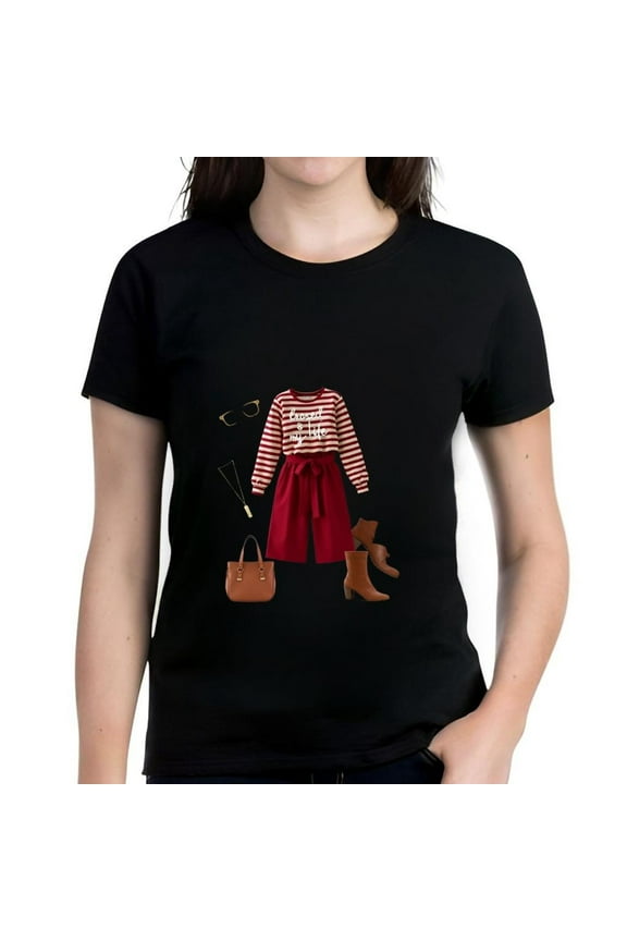 Cotton Short Sleeve T-Shirt with Striped Top Print and Inspirational " Chasing Dreams " Text - Stylish Casual Wear for Dreamers