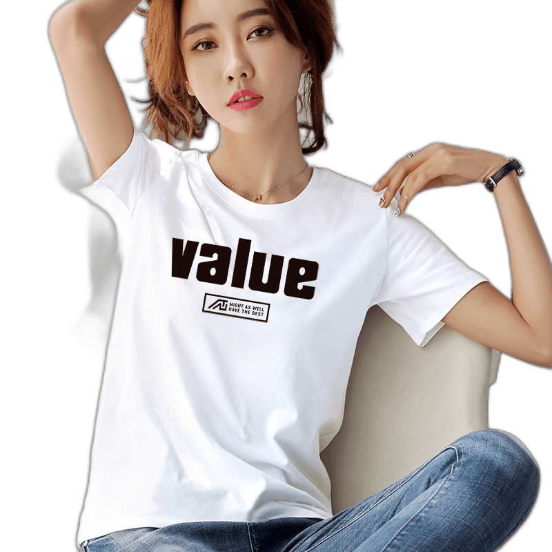 Cotton Short-Sleeved T-Shirt Women White 3Xl Sober And Stylish Combed ...