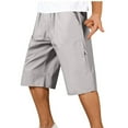 thumbnail image 1 of Cotton Shorts for Men L-5X Big and Tall Plus Size Drawstring Elastic Waist Straight Wide Leg Solid Athletic Workout Cargo Short with Pockets, 1 of 7
