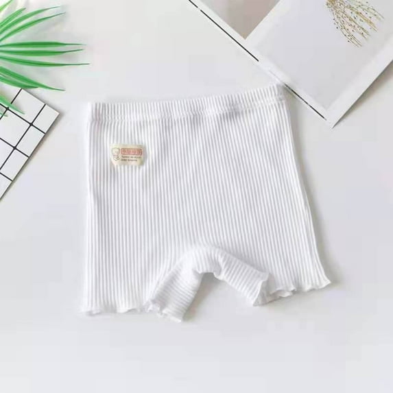 Cotton Shorts for Girls Size 2-10 Ribbed Elastic High Waisted Underwear Boyshorts Toddlers Kids Casual Solid Stretchy Slim Under Dress Short