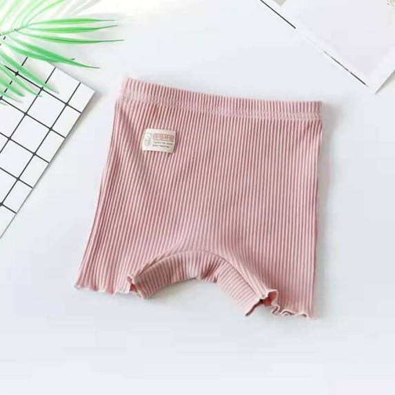 Cotton Shorts for Girls Size 2-10 Ribbed Elastic High Waisted Underwear Boyshorts Toddlers Kids Casual Solid Stretchy Slim Under Dress Short