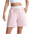 thumbnail image 1 of Cotton Shorts for Women with Pockets Summer Casual Elastic High Waist Color Block Workout Sports Running Shorts (XL, Pink), 1 of 3