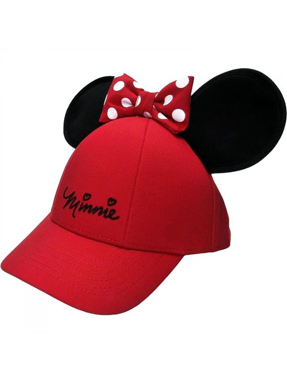 Cotton Signature Embroidered Youth Cap with 3D Ears & Bow, Red & Black