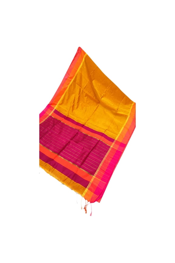 Cotton Silk saree in Vibrant color - Yellow