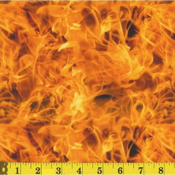 Cotton Sirens and Speed Fire Flames Orange Firefighter Emergency Mook Fabrics Cotton Fabric Print by the Yard (142115)