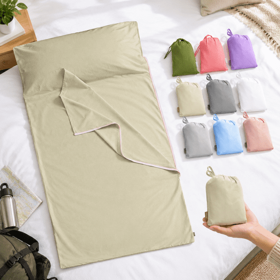 Cotton Sleeping Bag Liner With Zipper - Adult Travel Sheet Bed Sack For ...