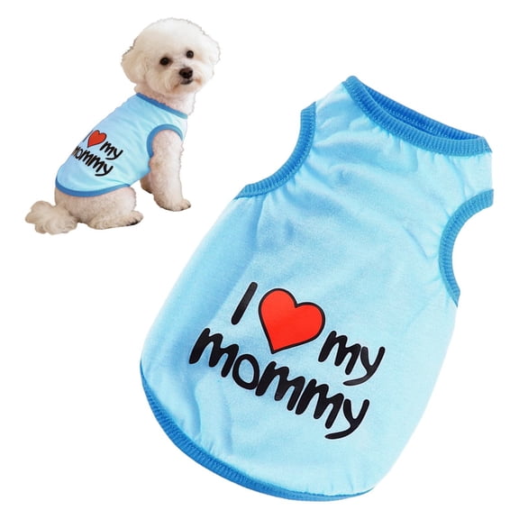 Cotton Sleeveless Dog Tee, Mommy Letter Print Stretch Summer Shirt for Small Puppies