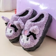Cotton Slippers Cartoon Kuromi Cute Winter Home Slippers Thick Sole Keep Warm Cotton Shoes Christmas Gift